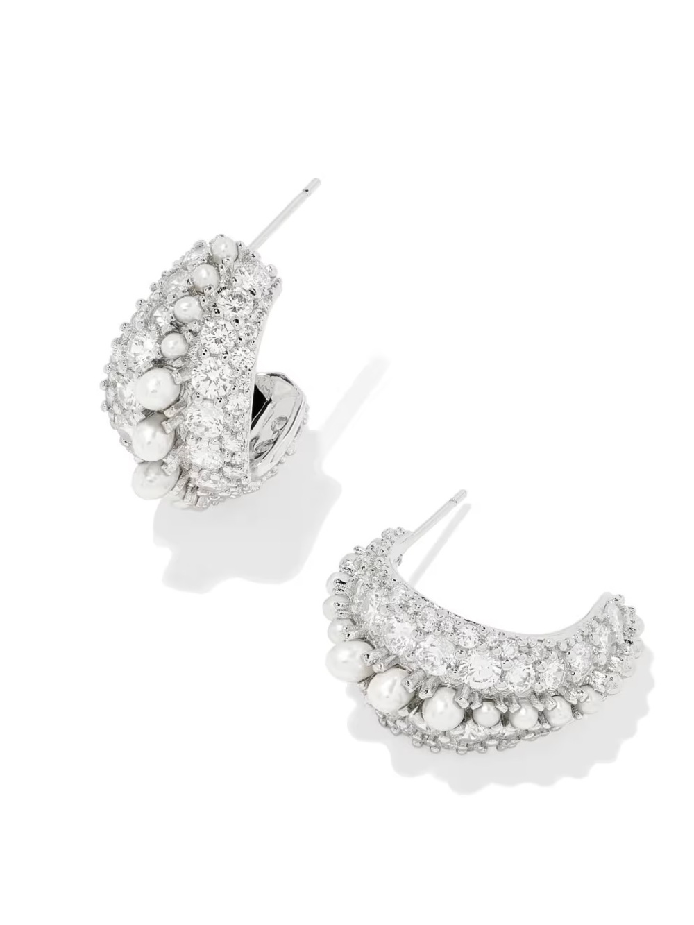 Kendra Scott Krista Silver Hoop Earrings in White Mix